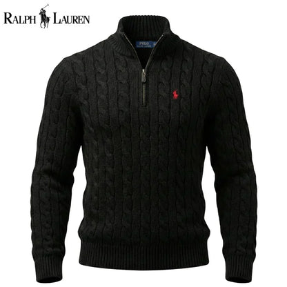 RL Chunky Cable-Knit Cotton Quarter-Zip Sweater