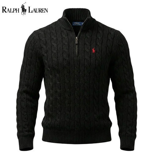 RL Chunky Cable-Knit Cotton Quarter-Zip Sweater