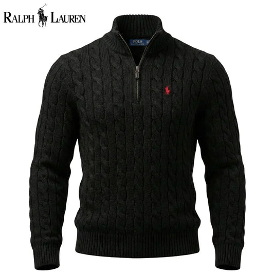 RL Chunky Cable-Knit Cotton Quarter-Zip Sweater