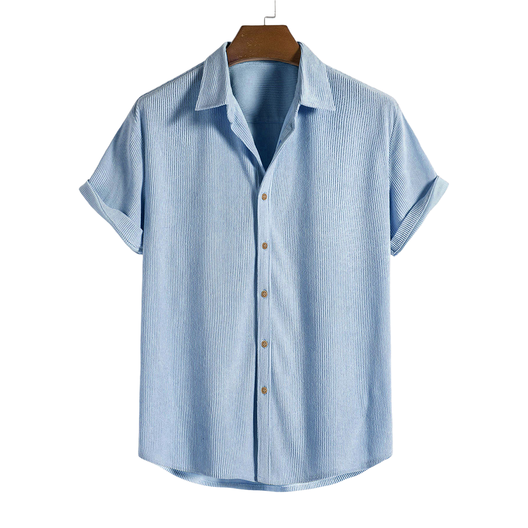 Short-Sleeved Corduroy Button Up Shirt & Shorts